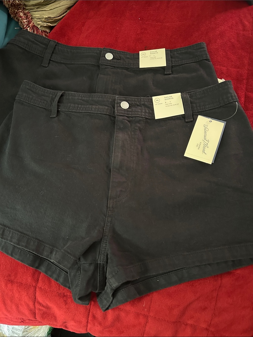 2 pair Women’s Black denim sailor Shorts - Casual High-Rise Design